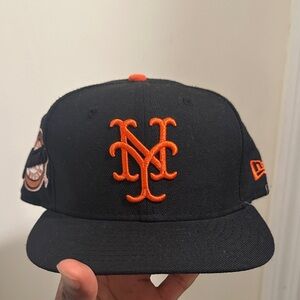 New Era Black Cap with Orange Logo